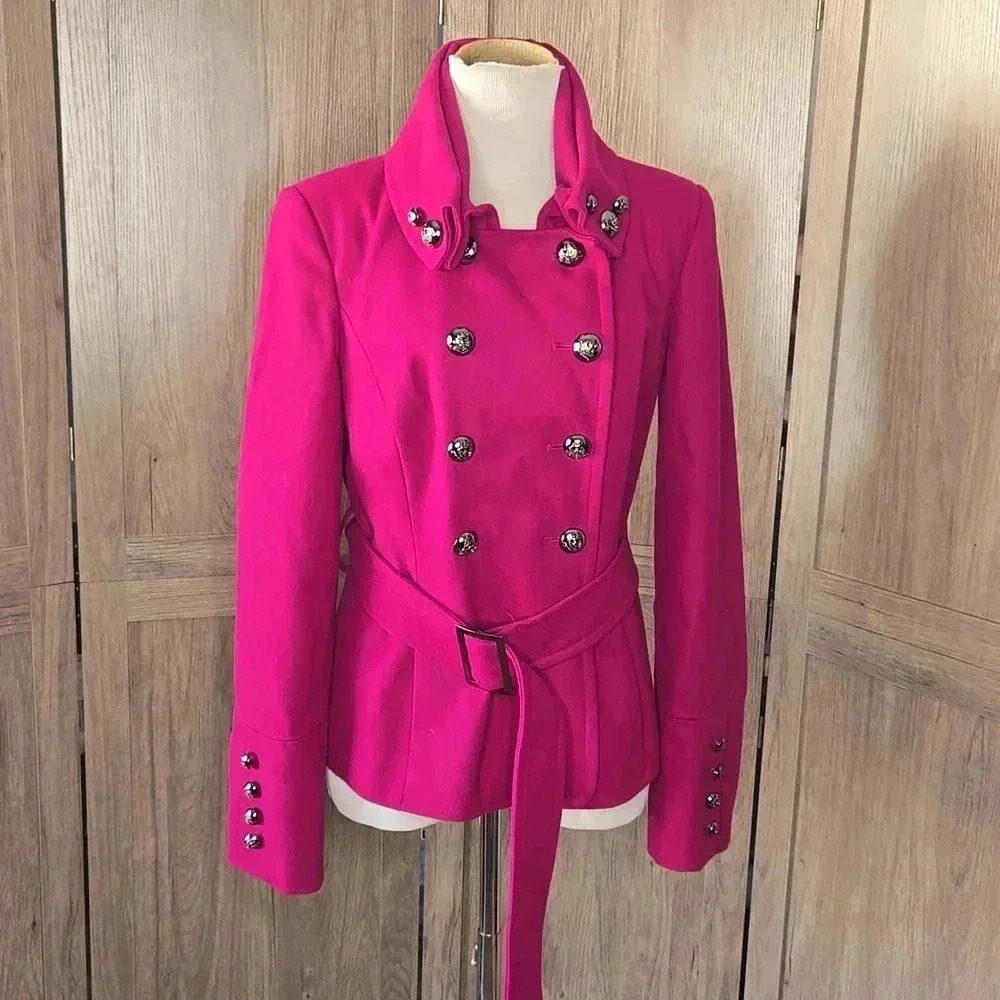 Women's Fuchsia Double-Breasted Jacket - Picture 2 of 9